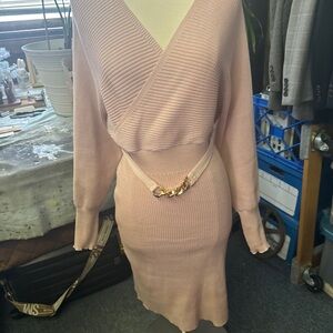 SHEIN Pink Ribbed Mini Dress